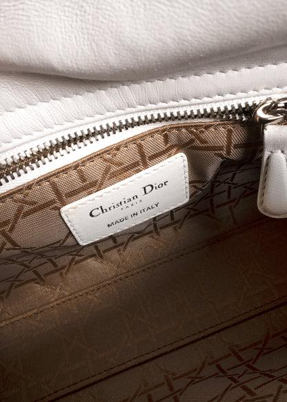 Christian Dior Lambskin Cannage White Mini Lady Dior