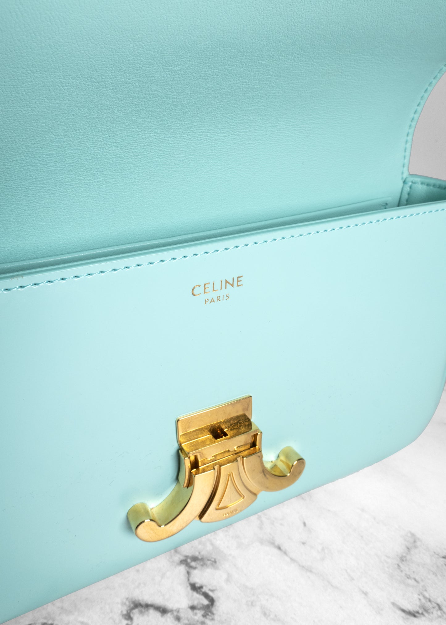 Celine Claude Shiny Calf Shoulder Bag