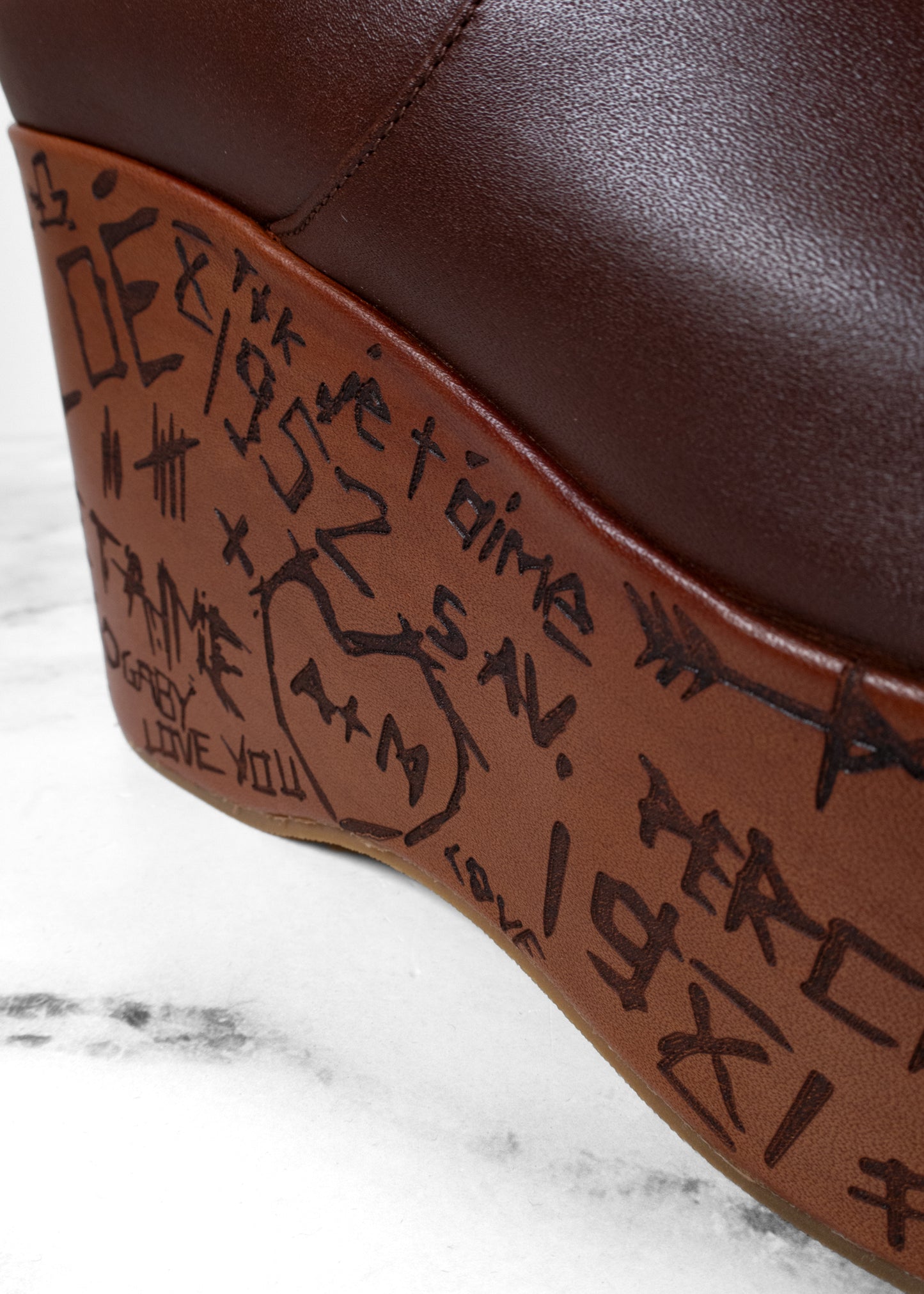 Chloé Noua Graffiti Print Wedge Platform Boots