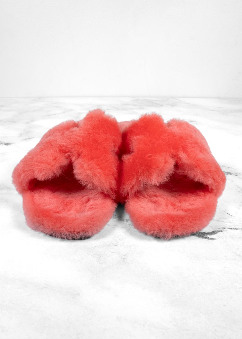 Hermès Oran Shearling Flat Sandals