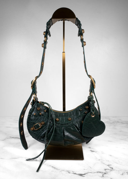 Balenciaga Croc-Embossed Neo Cagole XS Shoulder Bag