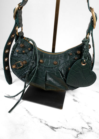 Balenciaga Croc-Embossed Neo Cagole XS Shoulder Bag