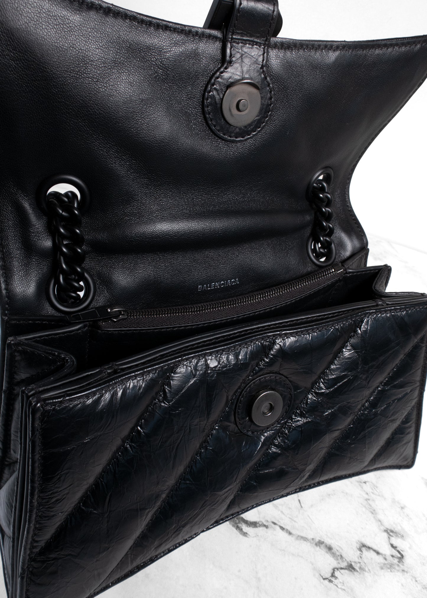Balenciaga Crinkled Quilted Leather Medium Hourglass Sling Bag