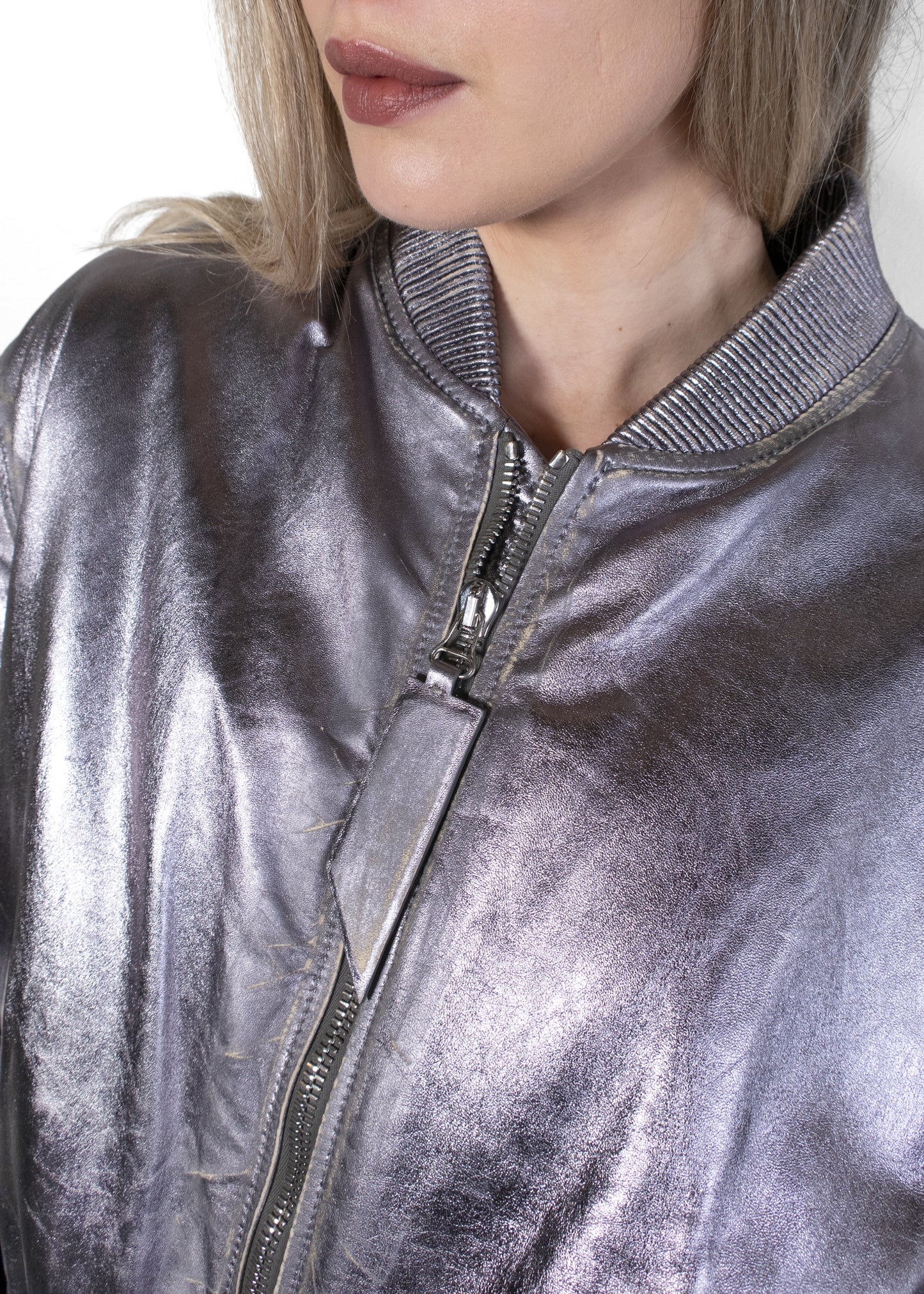 The Attico Metallic Silver Bomber Jacket