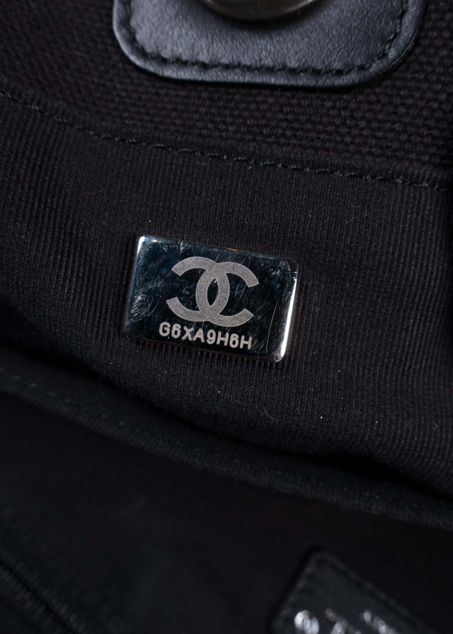 Chanel Deauville Pinstripe Canvas Large Shopping Tote Bag